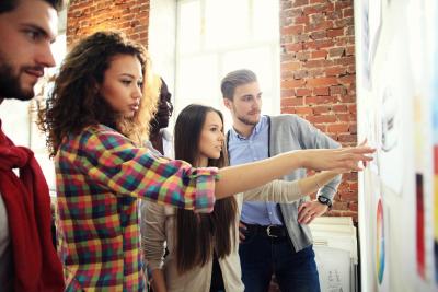 Young business people working on developing business strategy